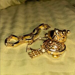 Gold Pearl Hoop Earrings with Matching Gold Accents